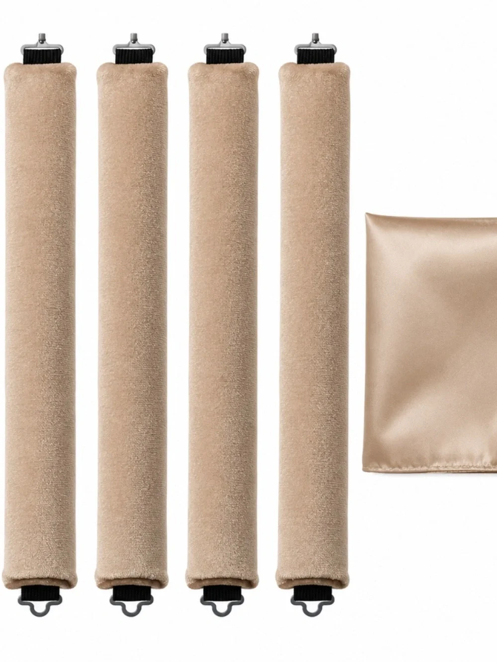 Heatless Hair Curler Rods Set 4 Velvet Foam Hair Rollers + 1 Satin Hair Scarf